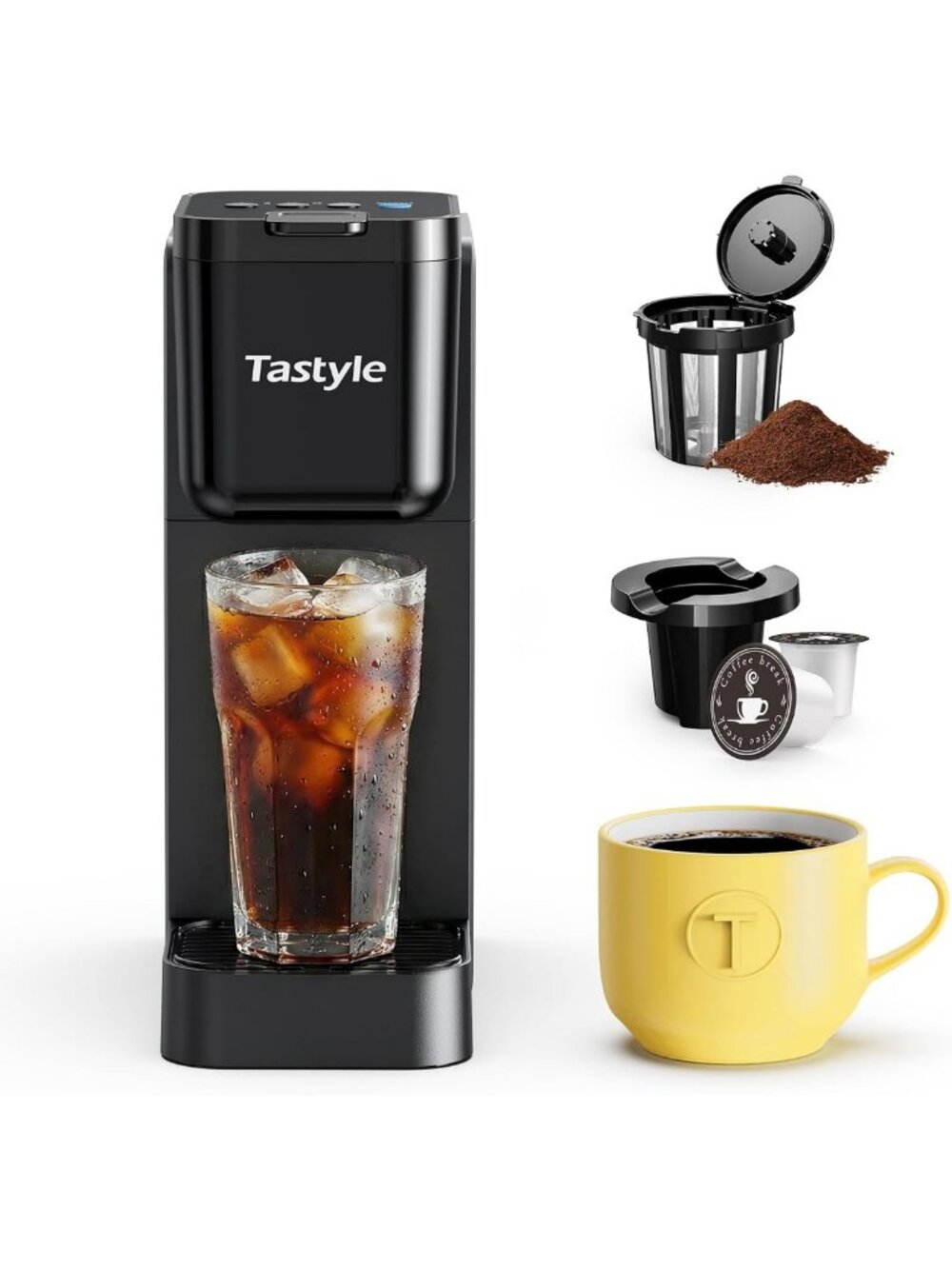 Single Serve Coffee Maker for Hot & Iced Coffee, Bold Brew, 16 Oz Capacity